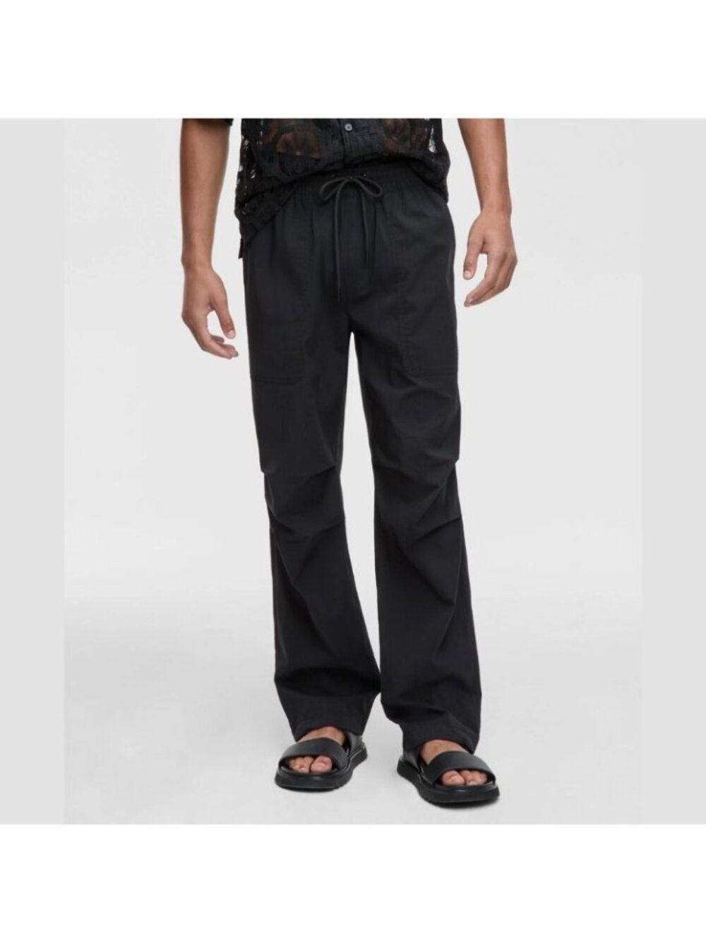 NWT Mode of One Mens Black Ripstop Stretch Drawstring Parachute Pants M MEDIUM
